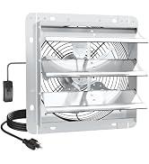 ZMRTDWO 10 Inch Shutter Exhaust Fan, High-Speed 1400CFM Low Noise Attic Fan, Automatic Shutter, V...