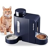 Gardner Pet Automatic Gravity Cat Food Feeder and Water Dispenser Stainless Steel Two-in-One Set ...