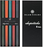 Chopsticks, GLAMFIELDS 5 Pairs Premium Reusable Multicolour Chopsticks for Sushi Japanese Matte A...