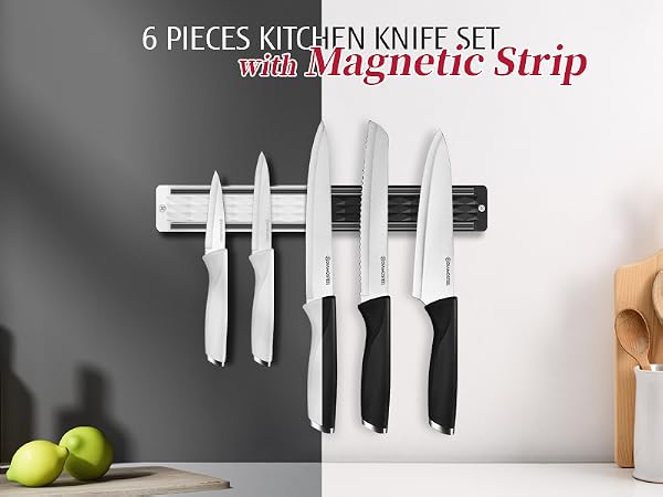 knife set with magnetic strip