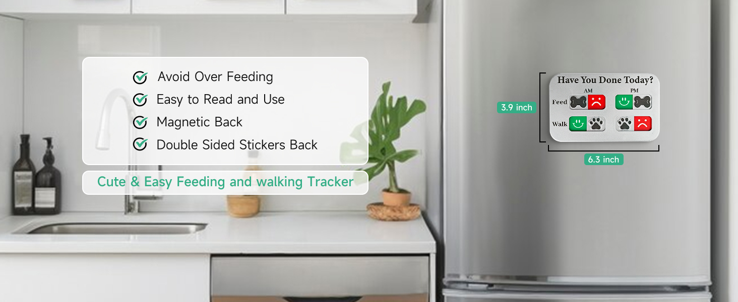 Dog Feeding Reminder, Magnetic Reminder Sticker, AM/PM Daily Indication Chart Feed/Walk Your Pets