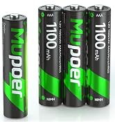 Mupoer Rechargeable AAA Batteries,4 Count Ni-MH AAA Rechargeable Battery,1100mAh High Capacity Tr...