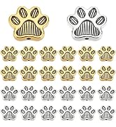PH PandaHall 80pcs Cute Dog Paw Beads, Metal Animal Footprint Charms Tibetan European Spacer Bead...