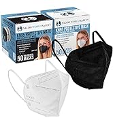 Salon World Safety KN95 Protective Masks, Box of 50 White &amp; 50 Black - Filter Efficiency =95%, 5-...