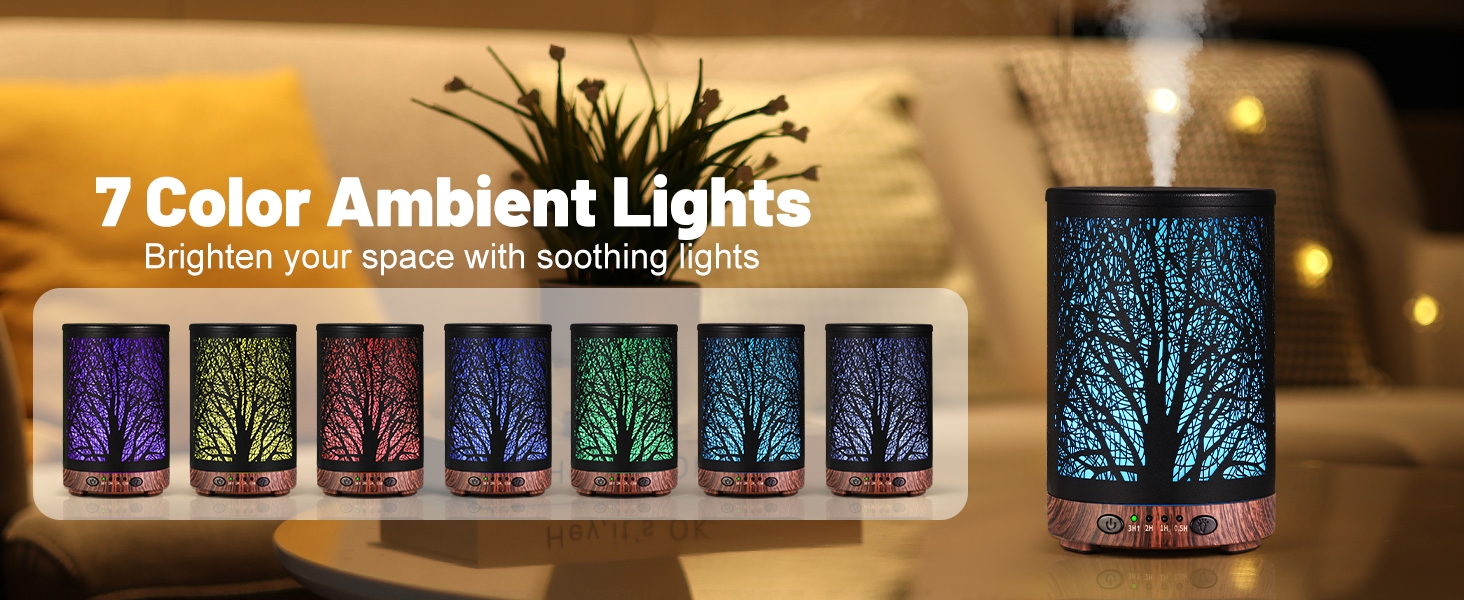 oil diffuser with 7 color led lights
