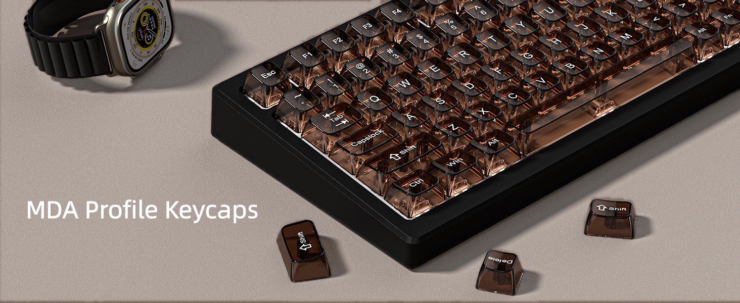 Coffee Clear keycaps,Transparent MDA key caps Ceramic Jelly Set,Shine Through keycaps keys caps