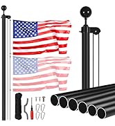VEVOR 30 Feet Sectional Flagpole Kit, Heavy Duty Aluminum Alloy Flag Poles for Outside House in G...