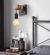 Lightess Black Wall Sconces Dimmable, Edison Wall Light with ON/Off Dimmer Switch, 1-Light Indust...