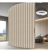 JILRON Accordion Folding Room Partition with Ceiling Track - Retractable Room Divider Curtain, Ef...