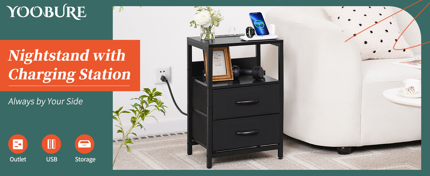 nightstand with charging station