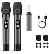 voijump Wireless Microphones, Metal UHF Dual Handheld Dynamic Mic System,Microfonos Inalambricos ...
