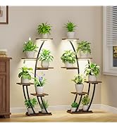 BACEKOLL Plant Stand Indoor with Grow Lights, Plant Shelf Indoor 2 Pack, Corner Plant Stands for ...