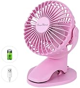 Portable Clip Fan Battery Operated,3 Speeds USB Rechargeable Mini Table Fan with Strong Airflow,3...