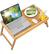Bed Tray Table with Folding Legs,Serving Breakfast in Bed or Use As a TV Table, Laptop Computer T...