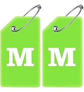 Gostwo 2 Pack Silicone Luggage Tags for Suitcases, 26 Initial Letter Baggage Labels Handbag Schoo...