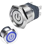 15Amp Momentary Push Button Switch IP67 Waterproof 22mm 12V-24V On Off DPST Stainless Steel 304 w...