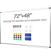OUKMIC Magnetic White Board, 72" x 48" Large Foldable &amp; Double-Sided Wall-Mounted Dry Erase Board...