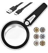 HUIBOER 45X Magnifying Glass with Light, 4.6 Inch 1200mAh USB Rechargeable Large Handheld Magnifi...
