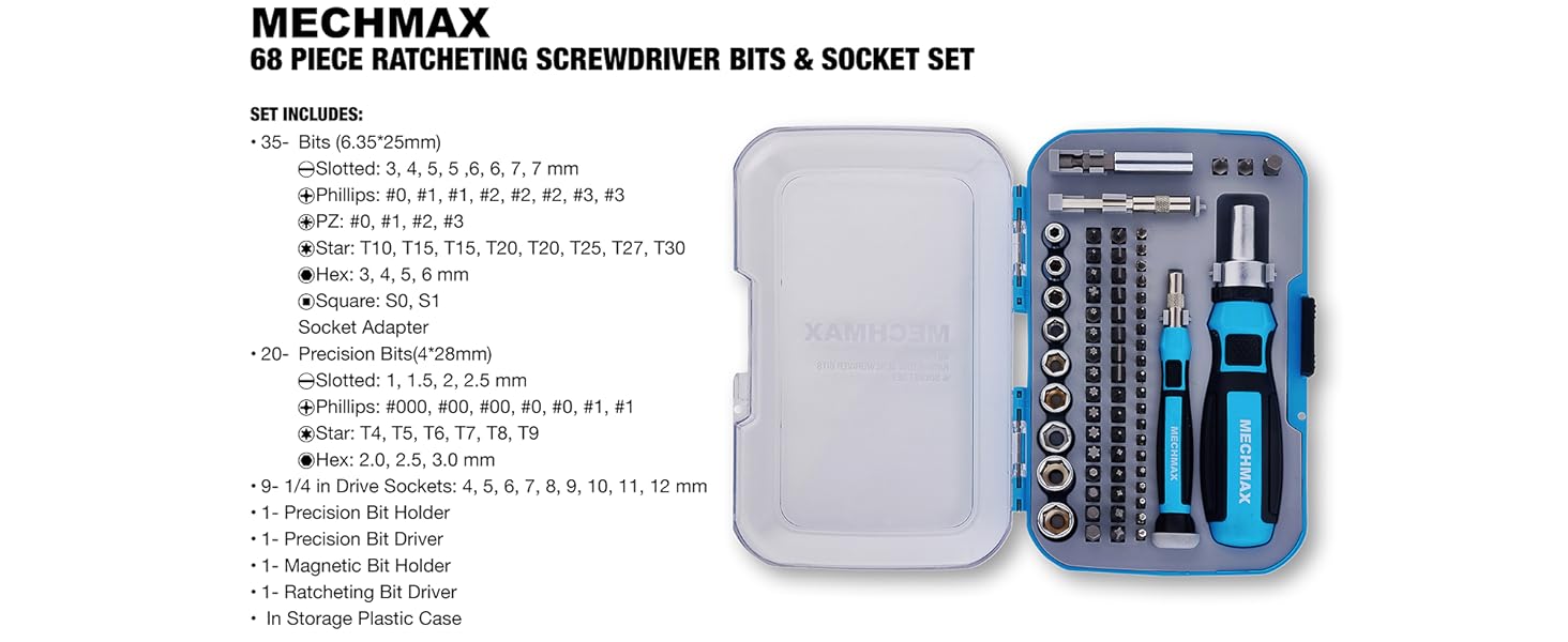 68 pc ratcheting bits and socket set
