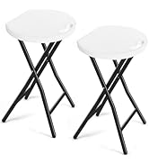 TAVR Furniture Portable Folding Chair with Handle, Heavy Duty Round Fold Stool Chair with 500lbs ...