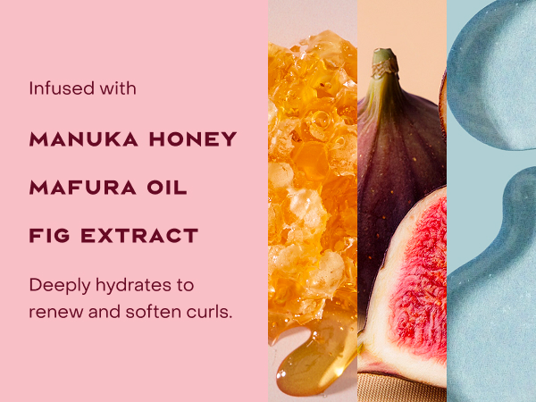 Visuals of manuka oil, mafura oil, and fig extract.