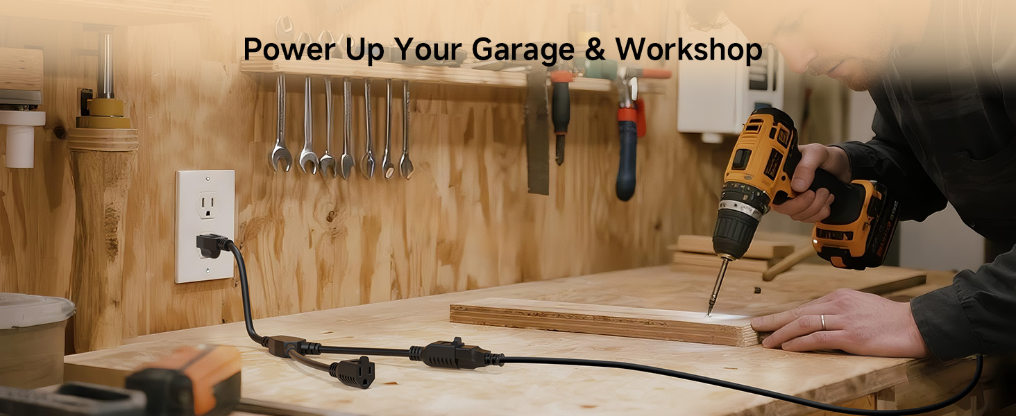 [ETL Listed] Cable Matters 2-Pack 3 Outlet Power Splitter Cord - 1.5ft, NEMA 5-15P to 3X NEMA 5-15R