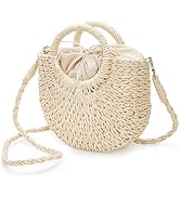 ZAVOOS Straw Purse for Women Vocation, Small Top Handle Woven Beach Handbag, Summer Handmade Ratt...