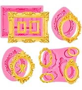Puyeipt 4 Pcs Photo Frame Silicone Molds, Baroque Style Picture Photo Frames and Mirrors Fondant ...