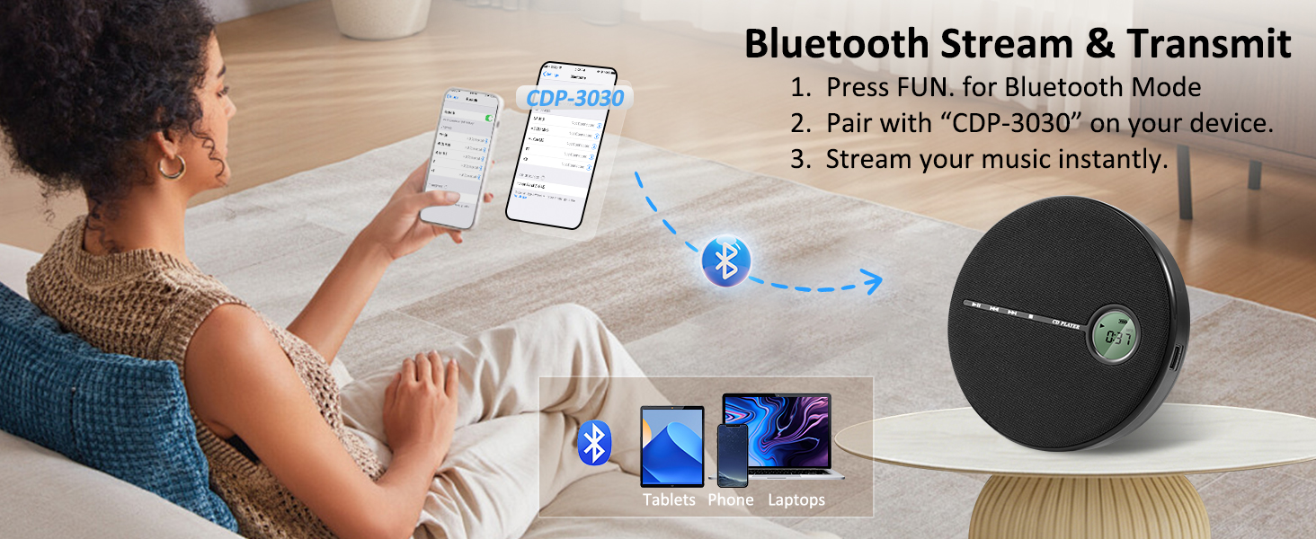 portable cd player bluetooth recieving