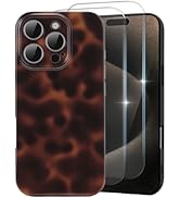 MYY Cute Phone Case for iPhone 15 Pro Case, [with 2X Screen Protector] Tortoise Shell Pattern Leo...