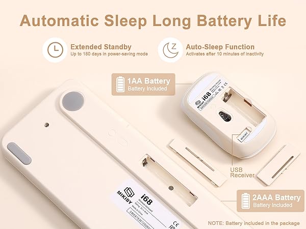 i68 Wireless Typewriter Keyboard and Mouse Combo