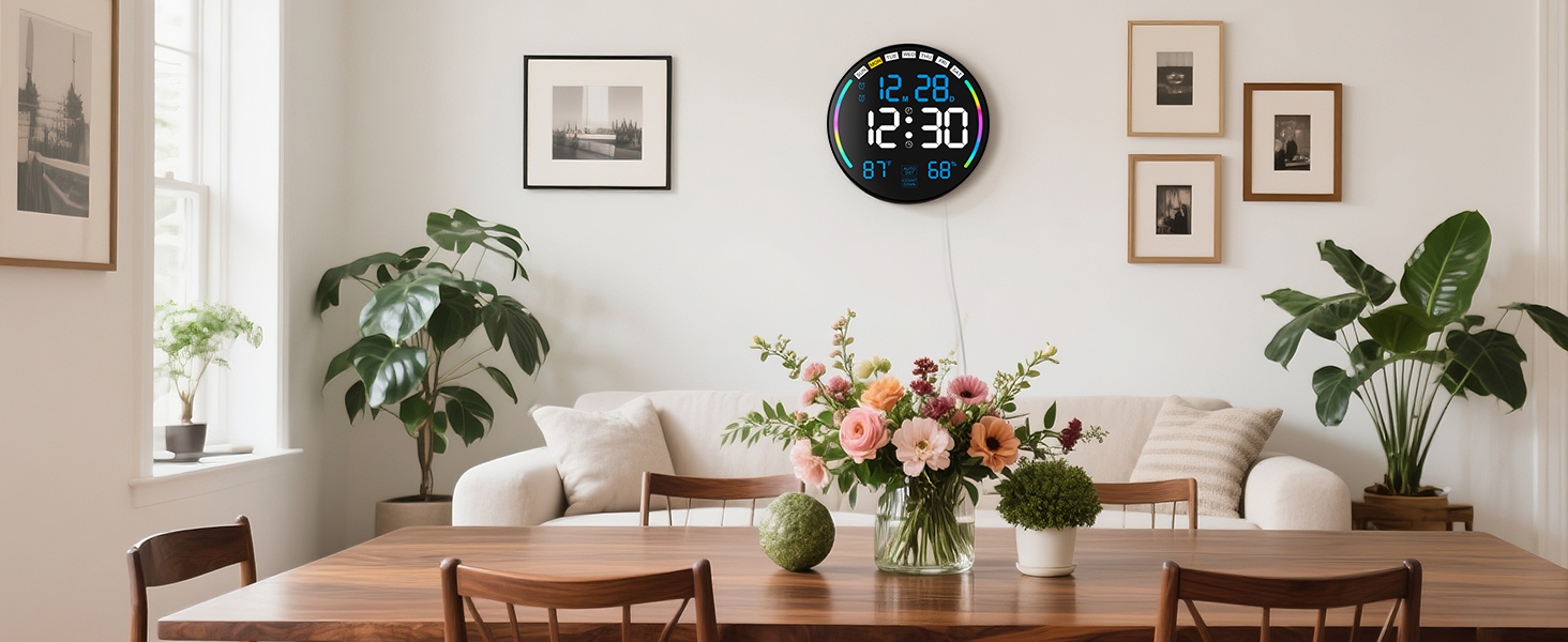 digital wall clock with seconds