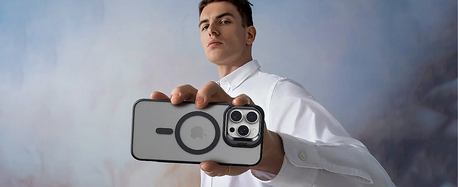 Black iPhone 15 Plus Case with Screen Protector &amp;amp; Camera Lens Protector,Compatible with MagSafe