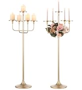 Romadedi Candelabra Tall Candle Holder - 47 inch Floor Gold Candle Holders Wedding Centerpiece fo...