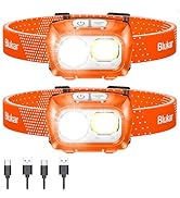 Blukar LED Headlamp Rechargeable,2000L Super Bright Headlight with Motion Sensor-Dimmable Brightn...