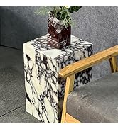 Luxury Marble Side Table,Square End Table for Modern Sofa and Bed, Living Room, Sofa, Bedroom(Cal...