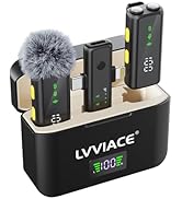 LVVIACE Wireless Microphone for iPhone iPad Android (Lightning/USB C), Dual Mics & Charging Case ...