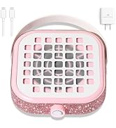 CHRISTINE SHELLY Nail Dust Collector, Bling Crystal Diamond Compact 6000RPM Powerful Vacuum Fan V...