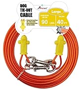 Petest Reflective Tie Out Cable with Crimp Cover for Large Dogs Up to 90 Pounds, 40 Feet