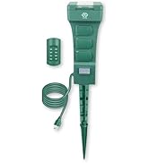 Outdoor Remote Control Power Stake with Photocell Timer 2/4/6/8 Hour Countdown, Dusk to Dawn, 6 G...