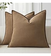 decorUhome Christmas Decorative Linen Throw Pillow Covers 20x20 Inch Set of 2 Khaki Brown Soft Pi...