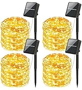 Extra-Long Solar String Lights Outdoor Waterproof - 4-Pack Each 72FT 200 LED Solar Powered Fairy ...