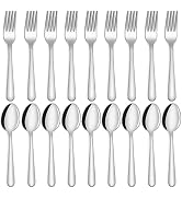 Unokit Spoons and Forks Set Silverware Set - 24-piece Forks and Spoons Food Grade Stainless Steel...