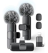 KUKIHO Wireless Lavalier Microphone for iPhone iPad and Android Phone, 2 Pack Lapel Mic Plug and ...