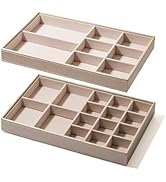 BINO | Jewelry Tray 2-Pack(Champagne) Stackable Jewelry Organizer Display | Accesories Holder and...