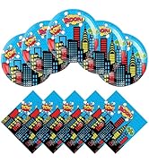 40Pcs Super Theme Hero Blue Plates and Napkins Birthday Party Serves 20
