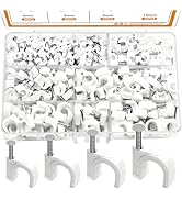 mankk 200PCS Cable Clips Nail in Cable Clips Wire Clips 4/6/8/10mm Round Ethernet Cables Wall Cli...