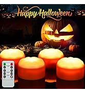 Litake Halloween Pumpkin Lights - 4 Pack LED Jack-O-Lanterns, Flickering Outdoor Lights with Remo...