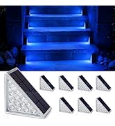 NIORSUN Solar Step Lights for Outside,8 Pack Blue LED Outdoor Step Lights, Stair Lights Outdoor f...