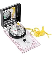 PUSOKEI Map Compass, Multifunctional Compass, Map Compass Survival with Mapping Ruler and Mirror ...